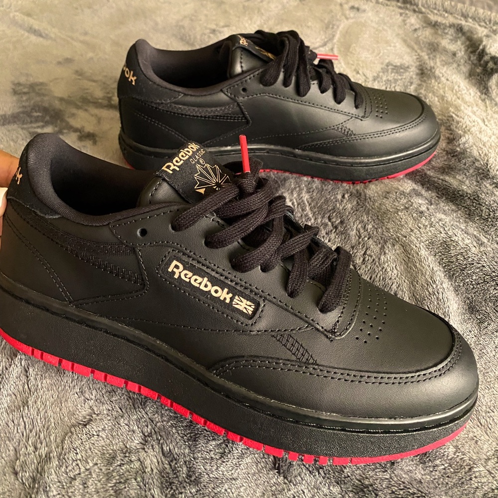 Reebok Women's Cardi B Coated Club C Double Shoes Black / Red
